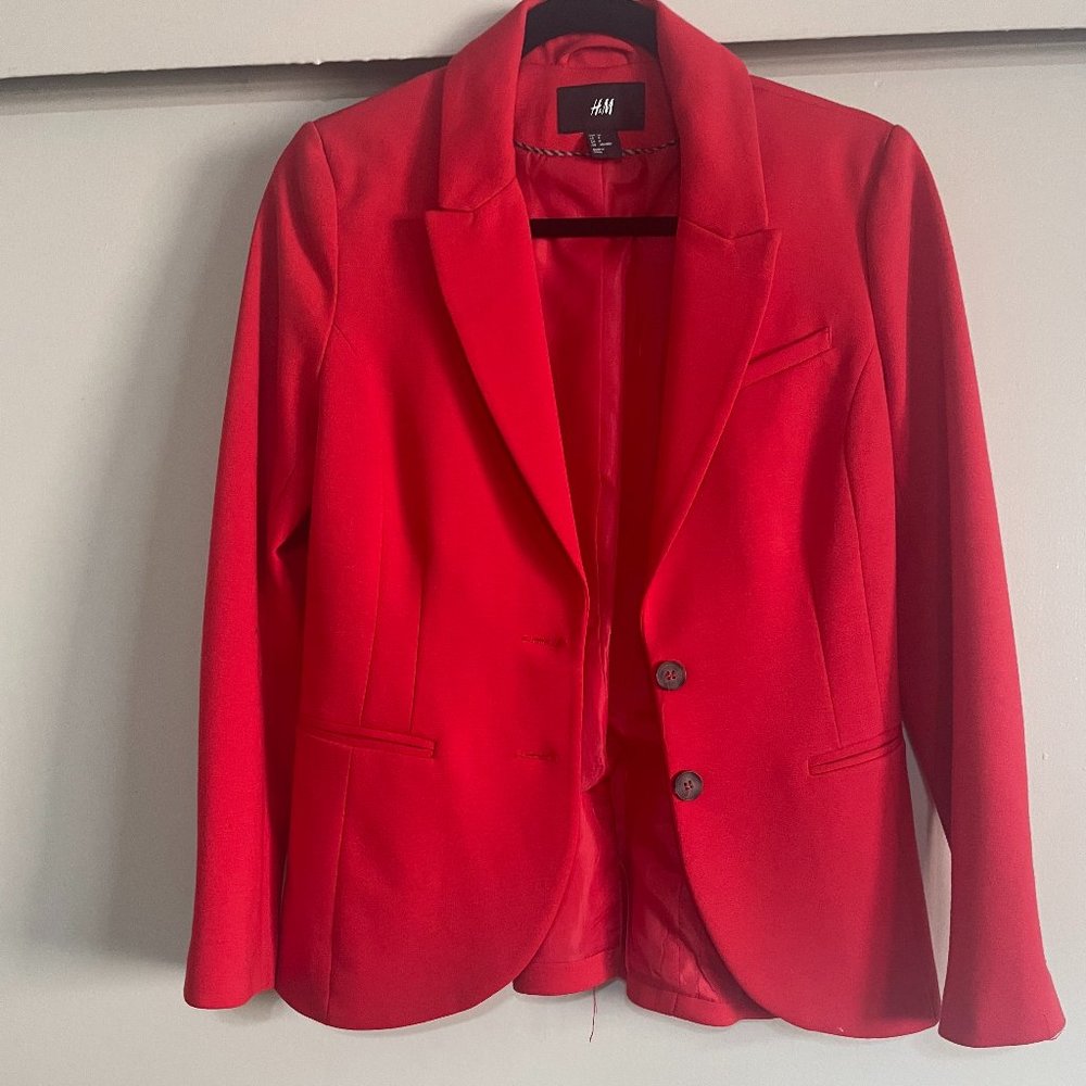 Cherry Red, Tapered Blazer